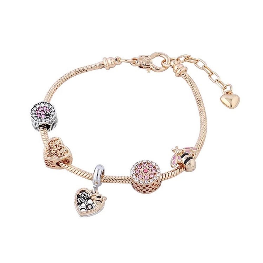 Multi Color Heart Charm Bracelet